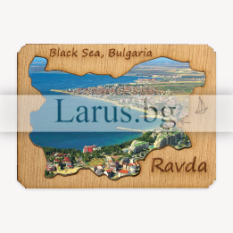 Магнитен сувенир Равда с дървена рамка | Сувенири от Черноморието