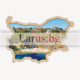 Магнитен сувенир Резово - Дървена карта на България