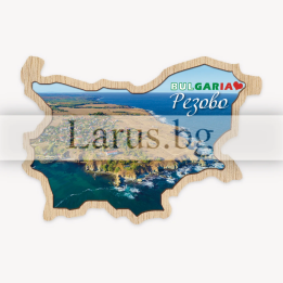 Дървен магнитен сувенир Резово - Карта на България