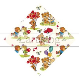 Подаръчна опаковъчна хартия с мечета и сърца 99x68 см