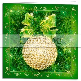 Коледна картичка 1-ZD-0134 със златна топка