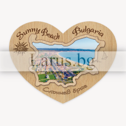 Магнитен сувенир Слънчев бряг – дървено сърце