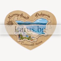 Дървен магнитен сувенир Слънчев бряг - 12-mdSB-0053