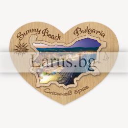 Магнитен сувенир Слънчев Бряг - Дървен сувенир за хладилник