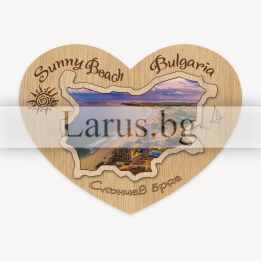 Магнитен сувенир Слънчев бряг – Дървено сърце | Сувенири България