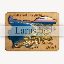 Магнитен сувенир Слънчев бряг - Дървен сувенир за хладилник