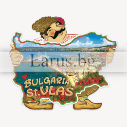 Магнитен сувенир Св. Влас - Карта на България с Бай Ганьо