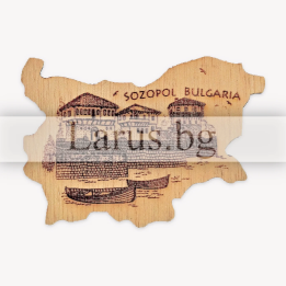 Магнитен сувенир Созопол, дървена карта на България