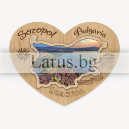 Магнитен сувенир Созопол - Дървен магнит сърце