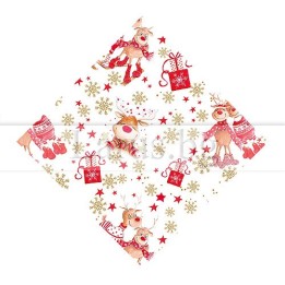 Коледна опаковъчна хартия с еленчета и подаръци 99x68 см