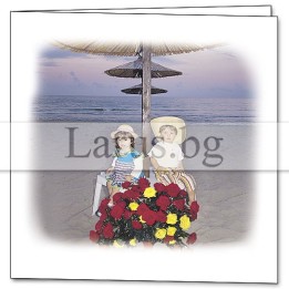 Поздравителна картичка с деца на плажа | 1-PD-0013