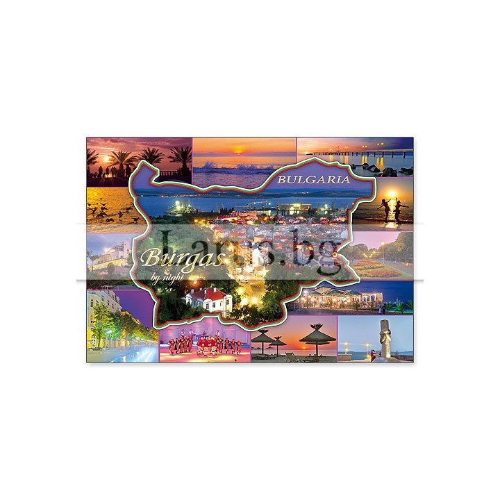Пощенска картичка Бургас нощем - BS 0090