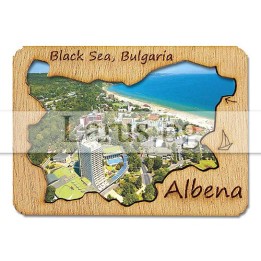 Магнитен сувенир Албена с дървен елемент 12-mdAL-0003