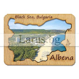 Магнитен сувенир Албена с дървен елемент 12-mdAL-0007