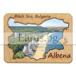 Магнитен сувенир Албена с дървен елемент 12-mdAL-0008