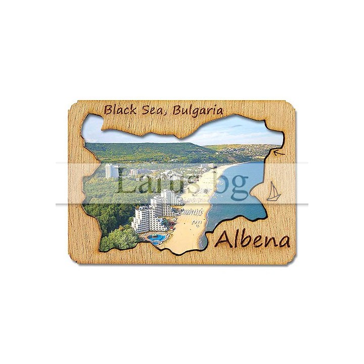 Магнитен сувенир Албена с дървен елемент 12-mdAL-0008