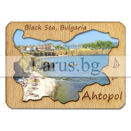Магнитен сувенир Ахтопол с дървен елемент 12-mdAH-0001