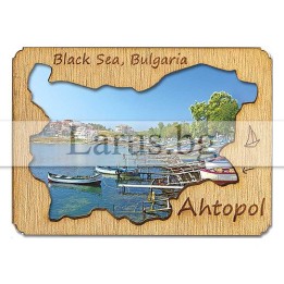 Магнитен сувенир Ахтопол с дървен елемент 12-mdAH-0002