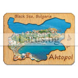 Магнитен сувенир Ахтопол с дървен елемент 12-mdAH-0004