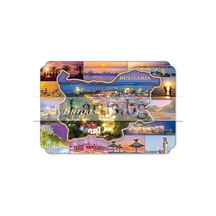 Магнитен сувенир Бургас - Burgas by night | Сувенири от България