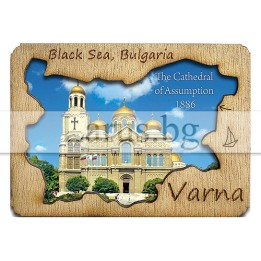 Магнитен сувенир Варна с дървена рамка | Сувенири от България