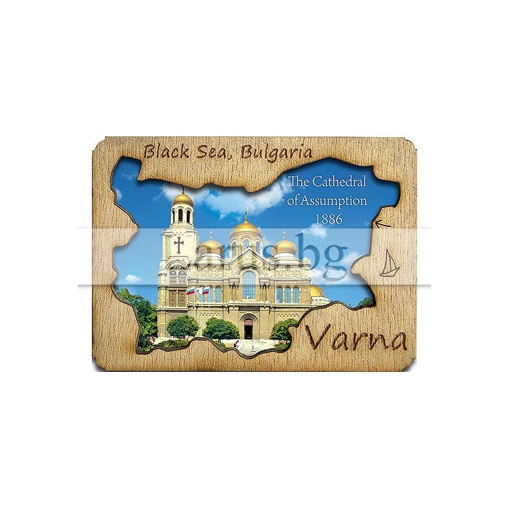 Магнитен сувенир Варна с дървен елемент 12-mdVN-0001
