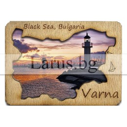Магнитен сувенир Варна с дървен елемент 12-mdVN-0002