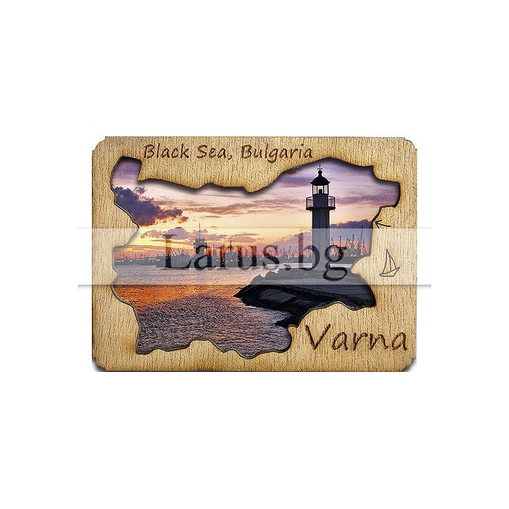 Магнитен сувенир Варна с дървена рамка | Сувенири от България