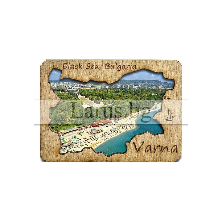 Магнитен сувенир Варна с дървен елемент 12-mdVN-0003