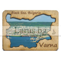 Магнитен сувенир Варна с дървен елемент 12-mdVN-0004