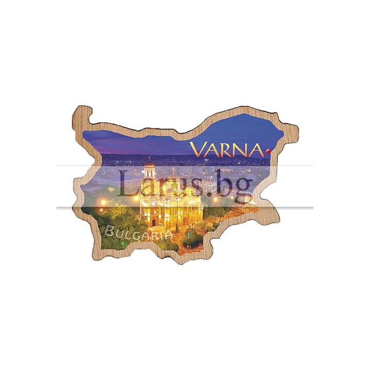 Магнитен сувенир Варна - Карта на България от дърво