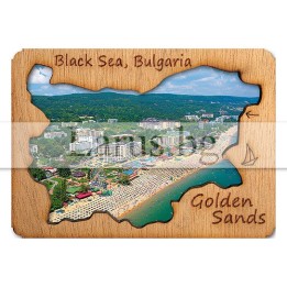 Магнитен сувенир Златни пясъци с дървена рамка - 12-mdGS-0003