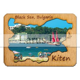 Магнитен сувенир Китен с дървена рамка | Сувенири от България
