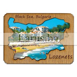 Магнитен сувенир Лозенец с дървена рамка - България