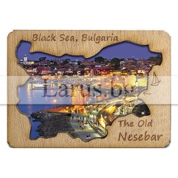 Магнитен сувенир Несебър с дървена рамка - 12-mdNE-0001