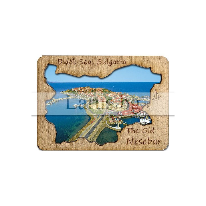 Магнитен сувенир Несебър с дървен елемент 12-mdNE-0006