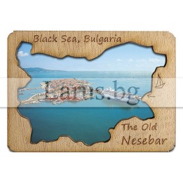 Магнитен сувенир Несебър с дървен елемент 12-mdNE-0008