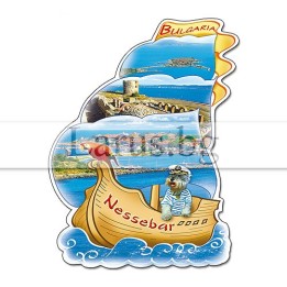 Магнитен сувенир Несебър с корабче - 12-mdNE-0019