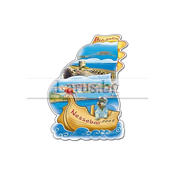 Магнитен сувенир Несебър с корабче - 12-mdNE-0019