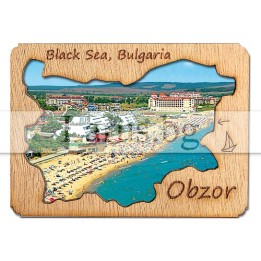 Магнитен сувенир Обзор с дървена рамка | Сувенири от България