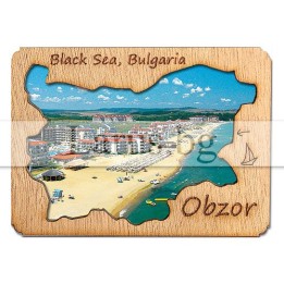 Магнитен сувенир Обзор с дървена рамка | Сувенири от България