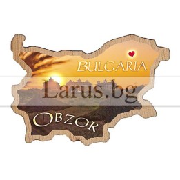 Магнитен сувенир Обзор - карта на България | Дървен сувенир