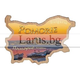 Магнитен сувенир Поморие - Дървена карта на България