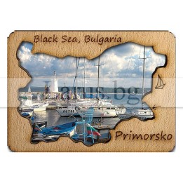 Магнитен сувенир Приморско с дървен елемент 12-mdPR-0003