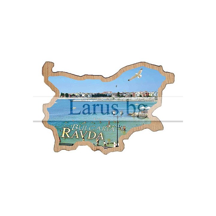 Магнитен сувенир Равда - Карта на България