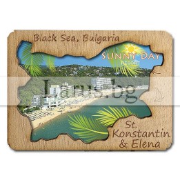 Магнитен сувенир Св. Св. Константин и Елена с дървена рамка