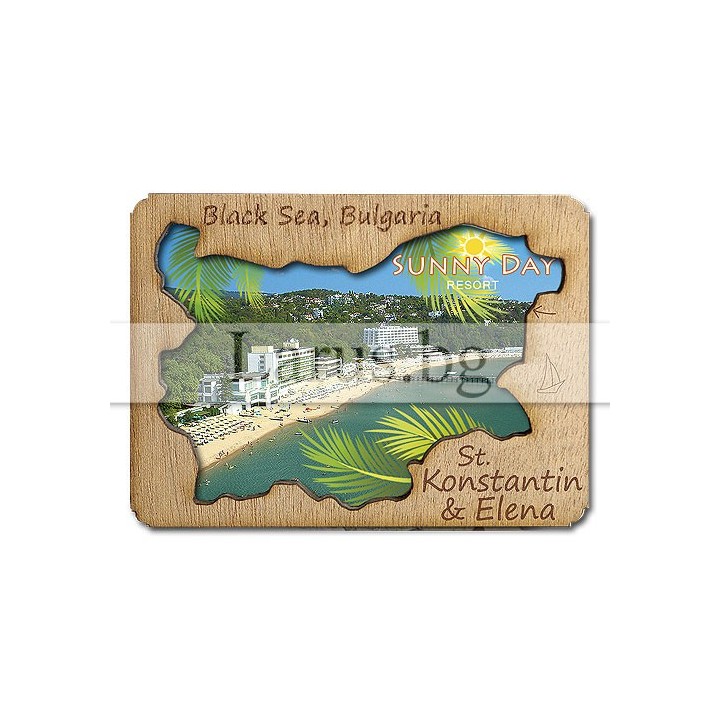 Магнитен сувенир Св. Св. Константин и Елена с дървен елемент 12-mdKE-0003