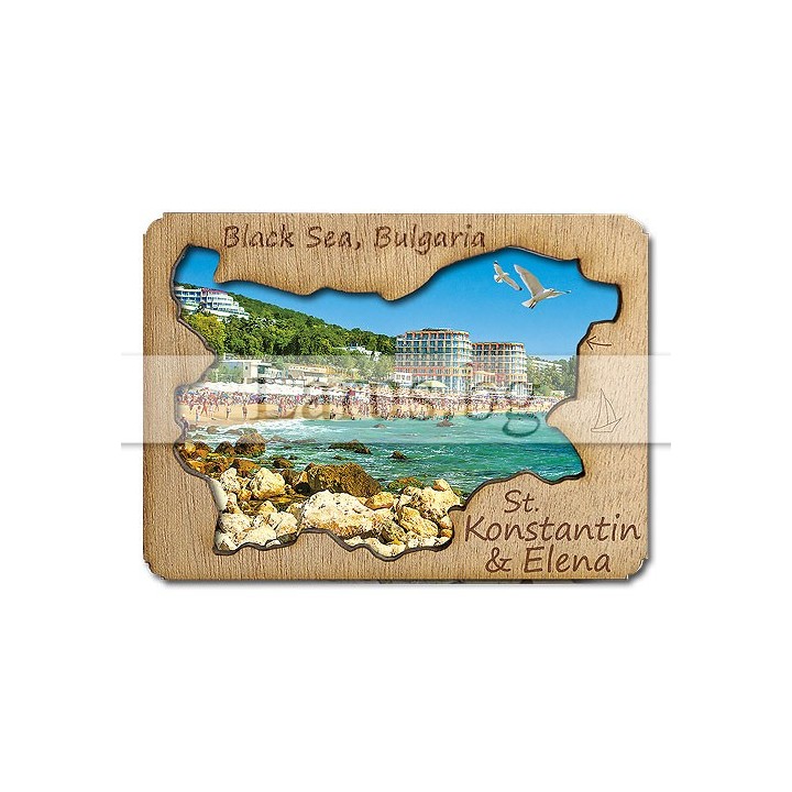 Магнитен сувенир Св. Св. Константин и Елена с дървен елемент 12-mdKE-0004