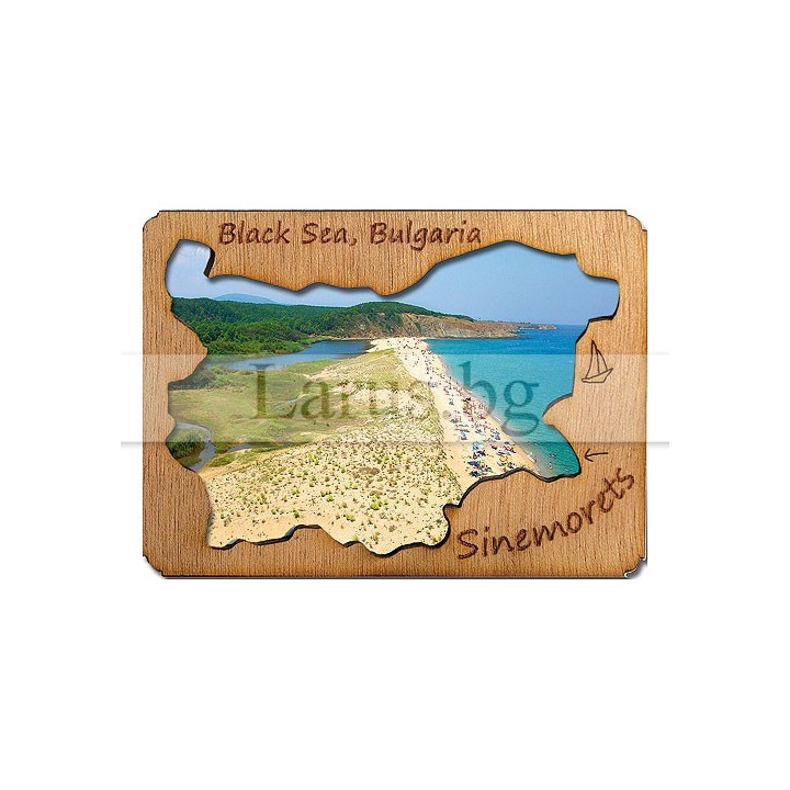 Магнитен сувенир Синеморец с дървен елемент 12-mdSI-0001