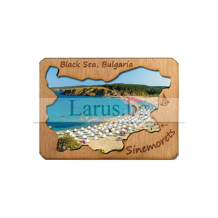 Магнитен сувенир Синеморец с дървен елемент 12-mdSI-0002